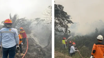 Tim ERG PT MUTU Bantu Padamkan Api dan Berikan Bantuan CSR Kepada Warga Terdampak Karhutla